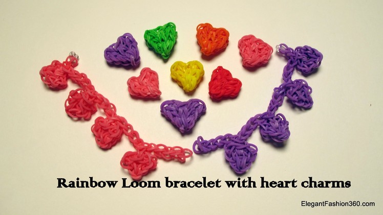 Rainbow Loom Heart Charms Bracelet - How to