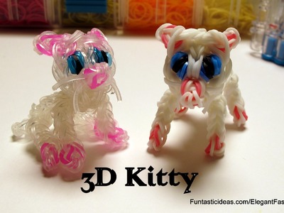 Rainbow Loom Little Kitty. 3D cat charm - How to - Animal Series