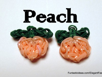Rainbow Loom Peach fruit charm - How to - Food Series.Emoji.Emoticon