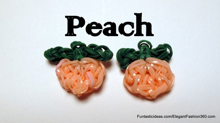 Rainbow Loom Peach fruit charm - How to - Food Series.Emoji.Emoticon