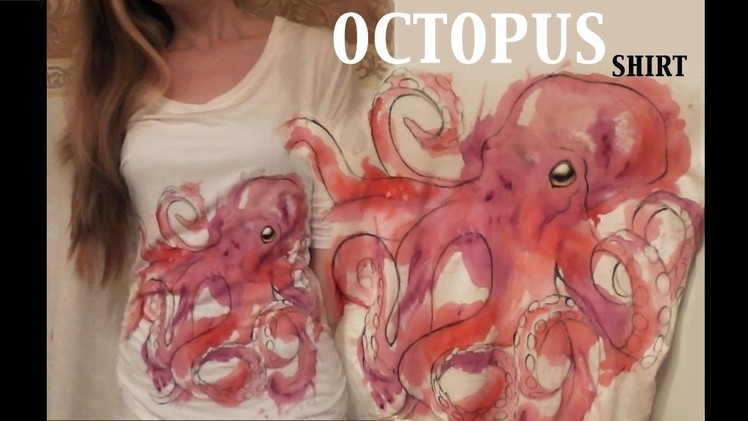 DIY | abstract Octopus hand painted shirt ♥
