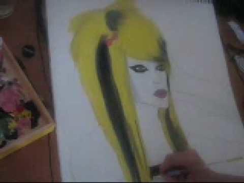 Drawing & painting a Scene girl with bloned hair