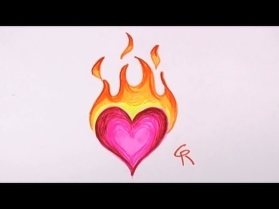 Easy to Draw Flaming Heart Design - CC