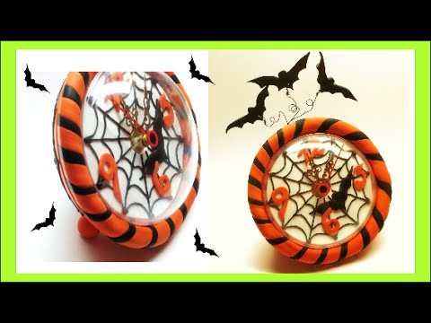 Halloween clock. relogio halloween- Polymer clay (Fimo) Tutorial
