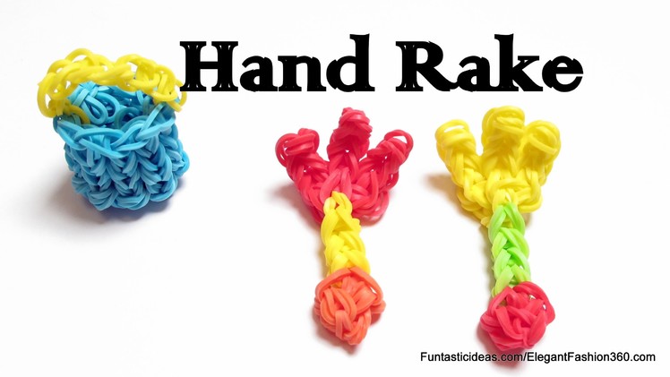 Rainbow Loom Hand Rakes.Beach Toys charm - How to - Summer Series