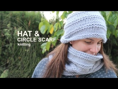 Tutorial Hat & Circle Scarf Knitting in English