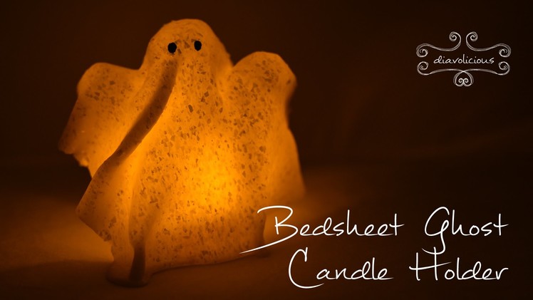 Bedsheet ghost candle holder - last minute Halloween polymer clay TUTORIAL