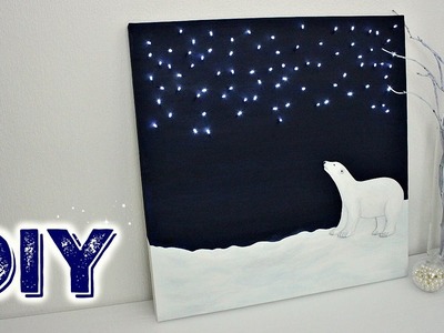 DIY Christmas Fairy Lights Polar Bear Canvas | Jtru