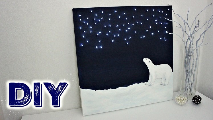 DIY Christmas Fairy Lights Polar Bear Canvas | Jtru