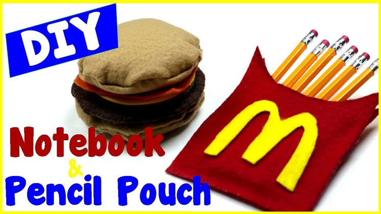DIY Crafts: How To Make A Hamburger Notebook & French Fry Pencil Pouch (Easy Craft Tutorial)
