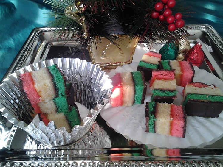 ✞ Italian Tre Colori Christmas 7 Layer.Rainbow Cookies. ✞