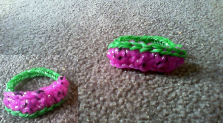 Rainbow loom bands watermelon bracelet