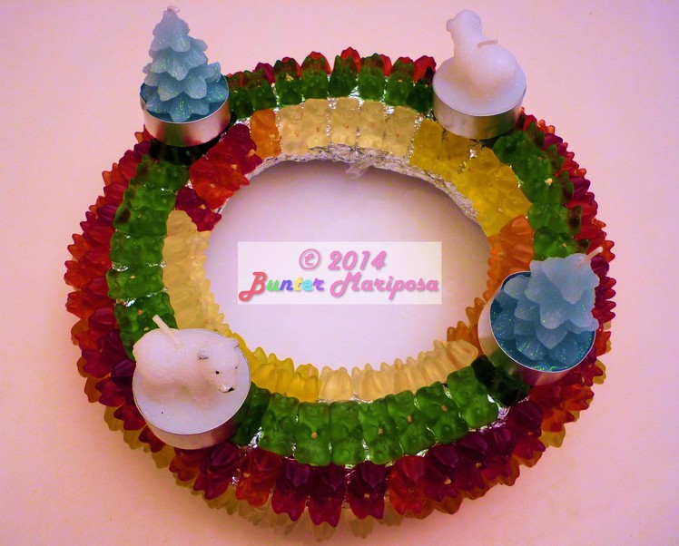 DIY Christmas Corona de adviento de gomitas. Advent wreath