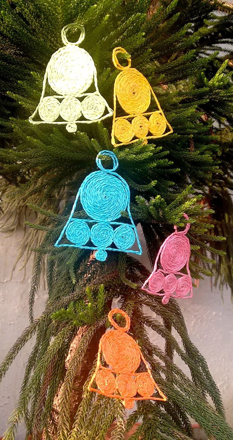 DIY How to - Paper Chord Christmas Bell Ornament