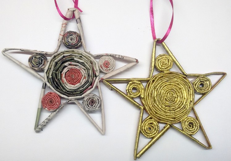 Diy How to: Recycled Newspaper Christmas Star ornament
