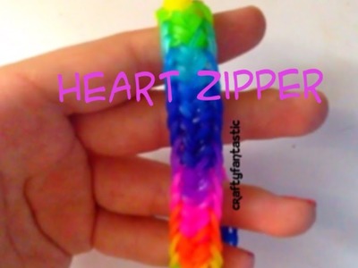 Heart zipper rainbow loom bracelet