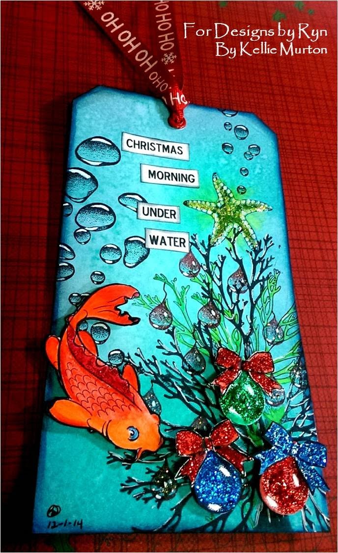 Mixed Media Christmas Tag for Designs by Ryn - Christmas Morning Under Water