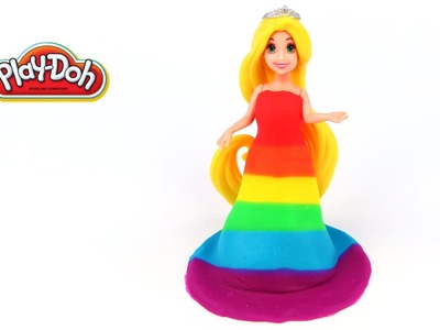 Playdoh Disney Princess Rapunzel gets a Rainbow Dress up