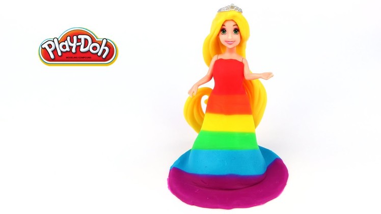 Playdoh Disney Princess Rapunzel gets a Rainbow Dress up