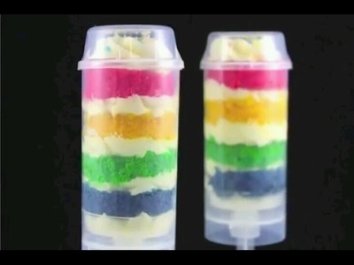 Rainbow Cake Push Pops! How To Make a Rainbow Cake Shooter   A Cupcake Addiction Decorating Tutorial