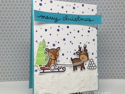Ready Set Stamp with LLC: Christmas Card with Copic Coloring and Texture with Lawn Fawn