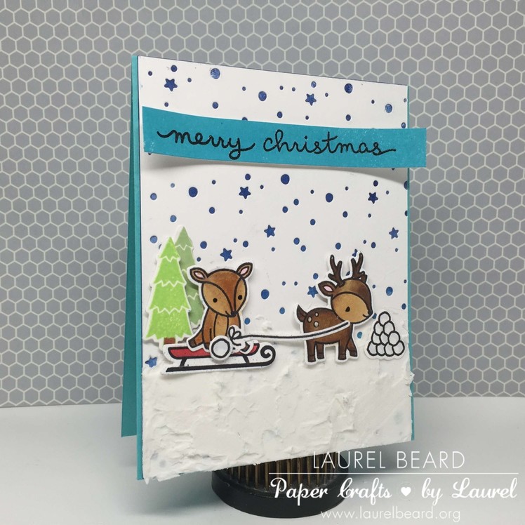 Ready Set Stamp with LLC: Christmas Card with Copic Coloring and Texture with Lawn Fawn
