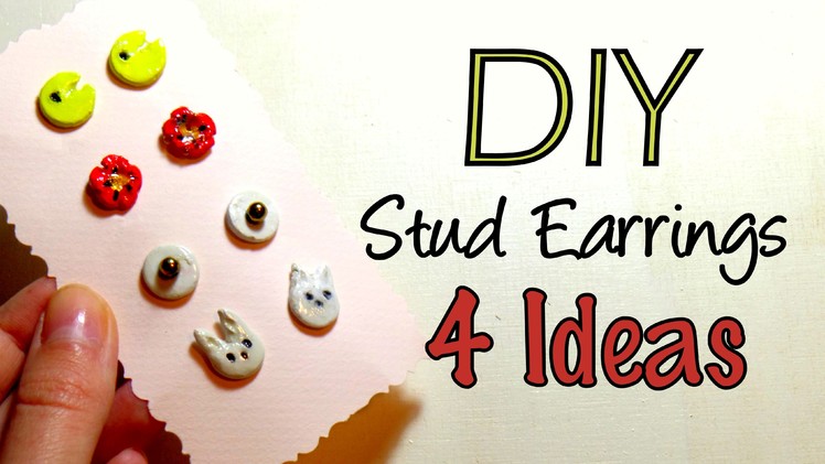 DIY Air Drying Clay Stud Earrings-Cute Christmas Gift Idea 2015 | by Fluffy Hedgehog