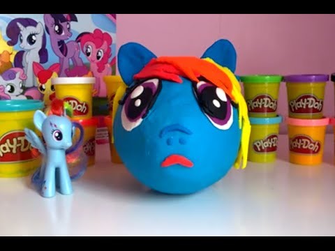 Giant Rainbow Dash Surprise Eggs My Little Pony Toys Animagic Playdoh Sweets