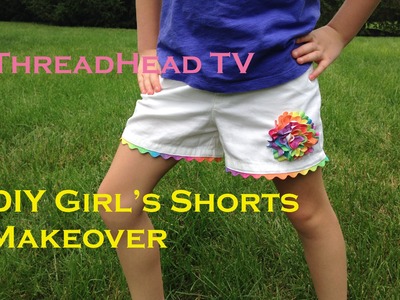 Girl's Shorts Makeover with Rainbow Rick Rack Sewing Tutorial