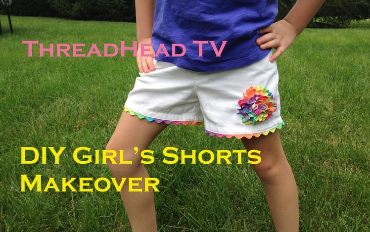 Girl's Shorts Makeover with Rainbow Rick Rack Sewing Tutorial