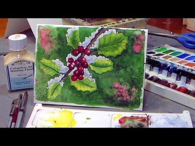 How To Paint Holly in Watercolor! Christmas Card Idea