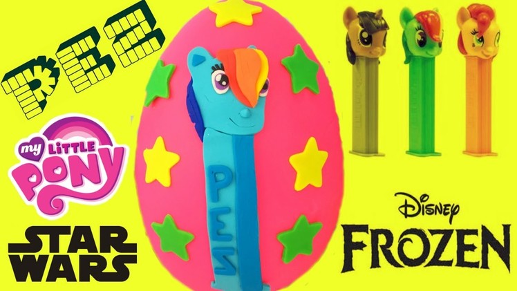 Huge PEZ Candy Dispenser Show! Rainbow Dash Play Doh Egg! My Little Pony! Frozen! Star Wars!