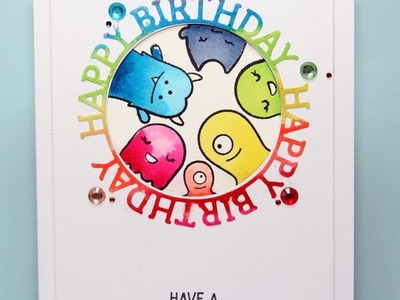 Lawn fawn monster mash rainbow birthday card