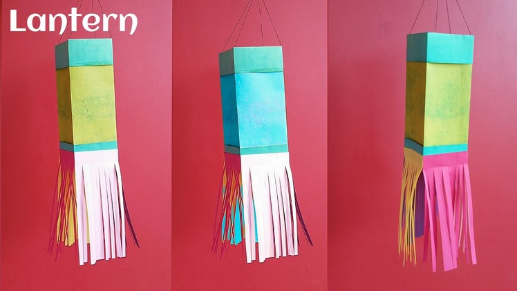 Origami Crafts - Paper "Lantern.Lamp - Four(4) sided" - (Diwali.Christmas.Eid decoration)