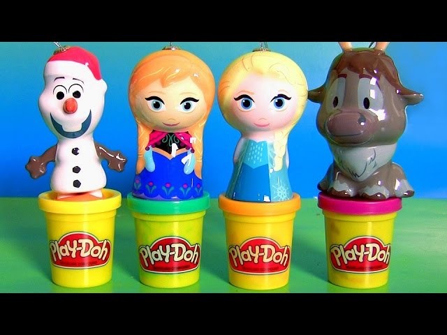 Play Doh Surprise Eggs Disney Frozen Christmas Ornaments Anna Elsa Sven Olaf Shopkins Peppa Pig