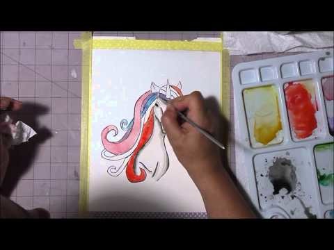 Rainbow Unicorn Time Lapse Watercolor painting