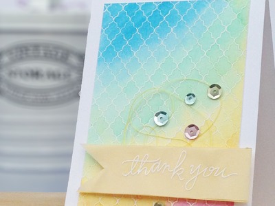Watercolour Cards *Day 1* Background Rainbow Wash and Resist Embossing