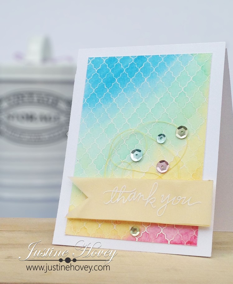 Watercolour Cards *Day 1* Background Rainbow Wash and Resist Embossing