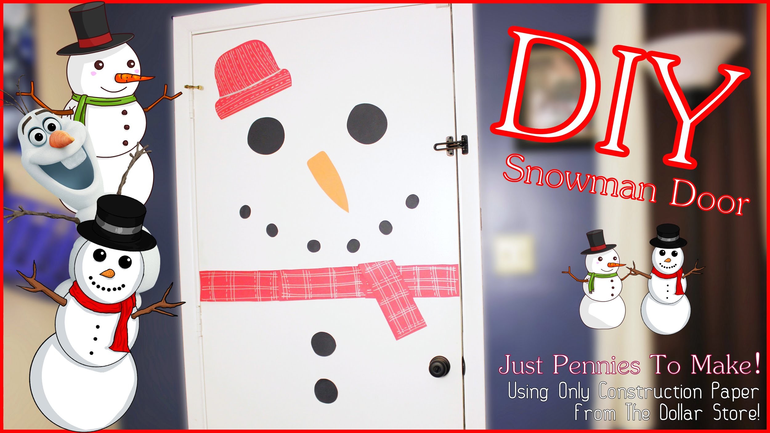 Snowman Door DIY- Easy & Pennies To Do - Dollar Tree Christmas Crafts #diyczokamas