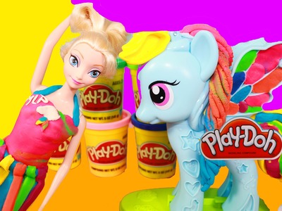 Disney Elsa Frozen Play-Doh Makeover MLP Rainbow Dash Princess Playdough Dress Rarity Toy Video