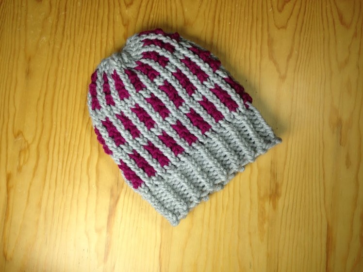 How to Loom Knit a Two-Tone Striped Hat (DIY Tutorial)