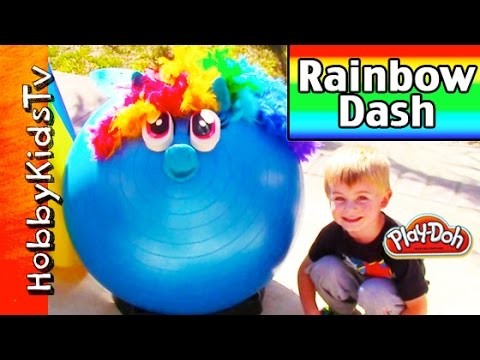 Mega GIANT Play-Doh Rainbow Dash Surprise Head! My Little Pony Kinder Chocolate Egg MLP HobbyKidsTV