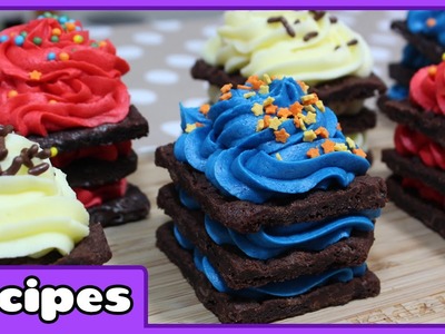 Rainbow Brownie Brittle Birthday Cake | Icebox Cupcakes Recipe | DIY Treats by HooplaKidz Recipes