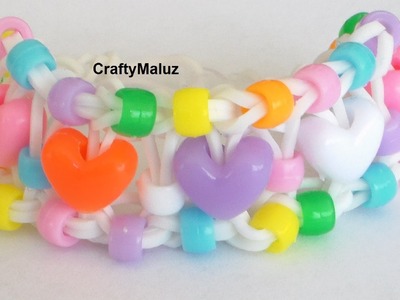 Rainbow Loom Candy Heartsbracelet . Pulsera de Gomitas Dusel de Corazones