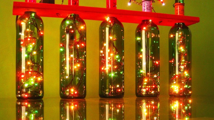 Christmas Lights With Recycled Wine Bottles.  Recycling Project #4
