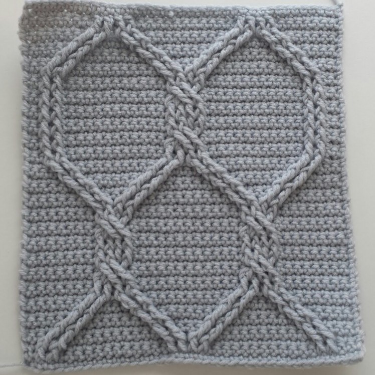 Crochet Cables Square 2: Chain Link Cables; part 4, rows 7 - 8