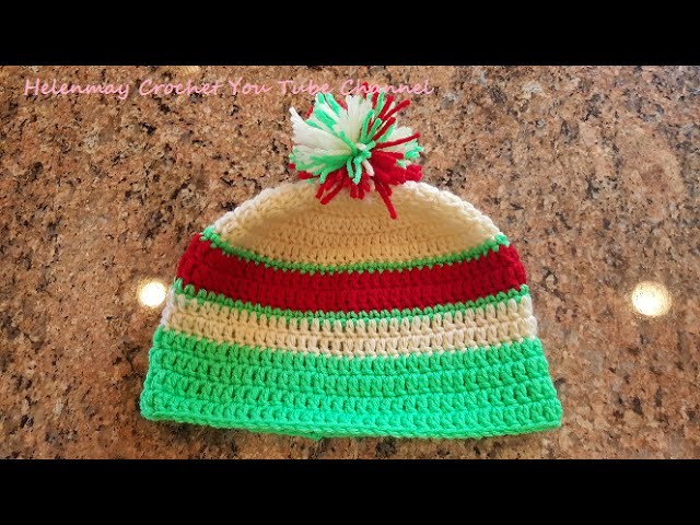 Crochet Super Quick and Easy Beginner Multi-colored Child Beanie Hat DIY Tutorial