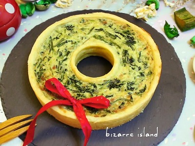 DIY Christmas Spinach n' Cheese Quiche Wreath | bizarre island