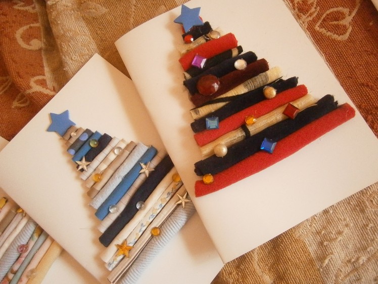 How to make rolled fabric Christmas card - Christmas diy