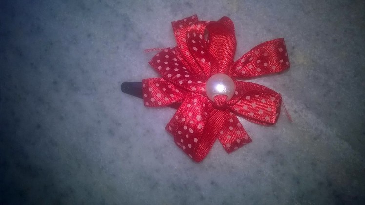 Making cute hair pin without sewing anything by knotted ribbon